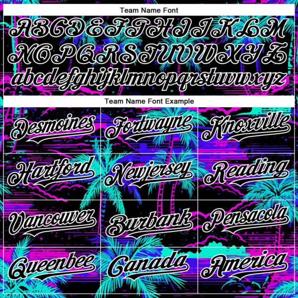 Custom Black White 3D Pattern Design Beach Hawaii Palm Trees Authentic Baseball Jersey