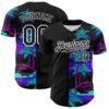 Custom Black White 3D Pattern Design Beach Hawaii Palm Trees Authentic Baseball Jersey