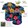 Custom Black White 3D Pattern Design Tropical Flower And Hawaii Palm Leaves Authentic Baseball Jersey