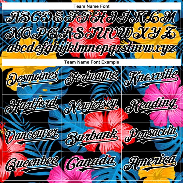 Custom Black White 3D Pattern Design Tropical Flower And Hawaii Palm Leaves Authentic Baseball Jersey