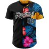 Custom Black White 3D Pattern Design Tropical Flower And Hawaii Palm Leaves Authentic Baseball Jersey