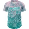 Custom Teal White 3D Pattern Design Tropical Hawaii Palm Leaves Authentic Baseball Jersey