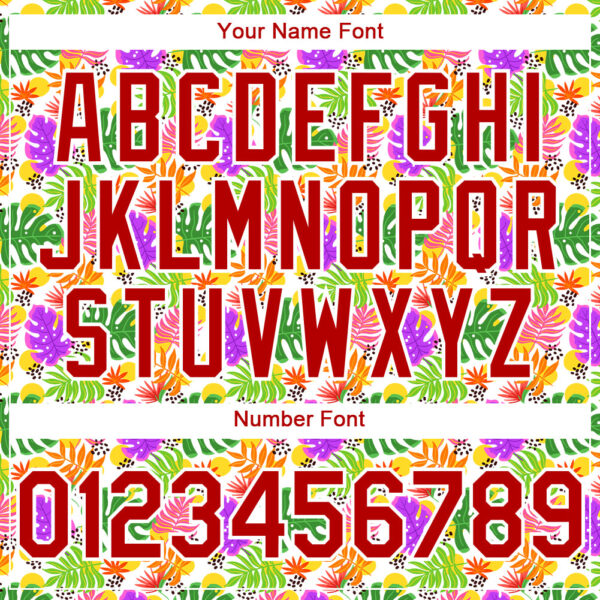 Custom White Red 3D Pattern Design Tropical Hawaii Palm Leaves Authentic Baseball Jersey