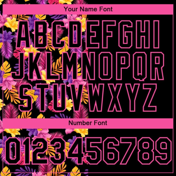 Custom Black Pink 3D Pattern Design Tropical Flower And Hawaii Palm Leaves Authentic Baseball Jersey