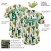 Custom White Kelly Green 3D Pattern Design Cactus Festival Authentic Baseball Jersey