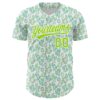 Custom White Neon Green 3D Pattern Design Cactus Festival Authentic Baseball Jersey