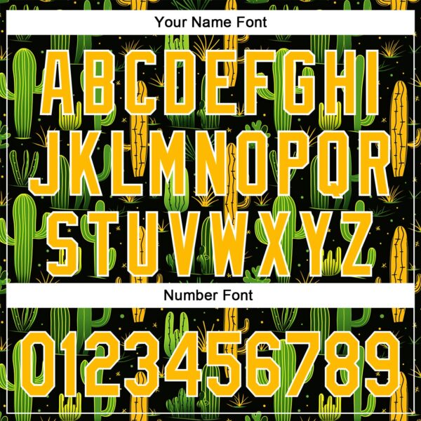 Custom Black Gold-White 3D Pattern Design Cactus Festival Authentic Baseball Jersey