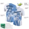 Custom White Light Blue-Black 3D Pattern Design Hawaii Coconut Trees Performance T-Shirt