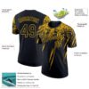 Custom Black Gold 3D Pattern Design Abstract Sharp Shape Performance T-Shirt