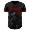 Custom Black Red 3D Skull Fashion Authentic Baseball Jersey