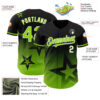 Custom Black Neon Green-White 3D Pattern Design Gradient Style Twinkle Star Authentic Baseball Jersey