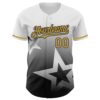 Custom White Old Gold-Black 3D Pattern Design Gradient Style Twinkle Star Authentic Baseball Jersey