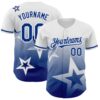 Custom White Royal 3D Pattern Design Gradient Style Twinkle Star Authentic Baseball Jersey