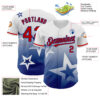 Custom White Red-Royal 3D Pattern Design Gradient Style Twinkle Star Authentic Baseball Jersey