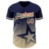 Custom Navy Vintage USA Flag-Cream 3D Pattern Design Gradient Style Twinkle Star Authentic Baseball Jersey