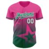 Custom Pink Kelly Green-White 3D Pattern Design Gradient Style Twinkle Star Authentic Baseball Jersey