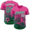 Custom Pink Kelly Green-White 3D Pattern Design Gradient Style Twinkle Star Authentic Baseball Jersey