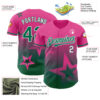 Custom Pink Kelly Green-White 3D Pattern Design Gradient Style Twinkle Star Authentic Baseball Jersey