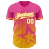 Custom Pink White-Yellow 3D Pattern Design Gradient Style Twinkle Star Authentic Baseball Jersey