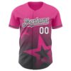 Custom Pink Steel Gray-White 3D Pattern Design Gradient Style Twinkle Star Authentic Baseball Jersey