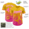 Custom Yellow Pink-White 3D Pattern Design Gradient Style Twinkle Star Authentic Baseball Jersey