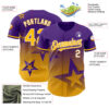 Custom Purple Gold-White 3D Pattern Design Gradient Style Twinkle Star Authentic Baseball Jersey