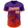 Custom Purple Orange-White 3D Pattern Design Gradient Style Twinkle Star Authentic Baseball Jersey