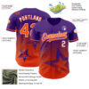 Custom Purple Orange-White 3D Pattern Design Gradient Style Twinkle Star Authentic Baseball Jersey