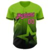 Custom Neon Green Pink-Black 3D Pattern Design Gradient Style Twinkle Star Authentic Baseball Jersey