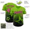 Custom Neon Green Pink-Black 3D Pattern Design Gradient Style Twinkle Star Authentic Baseball Jersey