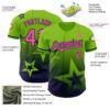 Custom Neon Green Pink-Navy 3D Pattern Design Gradient Style Twinkle Star Authentic Baseball Jersey