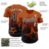 Custom Texas Orange Black-White 3D Pattern Design Gradient Style Twinkle Star Authentic Baseball Jersey