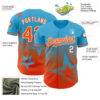Custom Sky Blue Orange-White 3D Pattern Design Gradient Style Twinkle Star Authentic Baseball Jersey