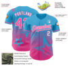 Custom Sky Blue Pink-White 3D Pattern Design Gradient Style Twinkle Star Authentic Baseball Jersey