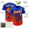 Custom Thunder Blue Orange-White 3D Pattern Design Gradient Style Twinkle Star Authentic Baseball Jersey