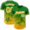 Custom Grass Green Yellow-White 3D Pattern Design Gradient Style Twinkle Star Authentic Baseball Jersey
