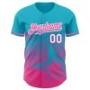 Custom Lakes Blue Pink-White 3D Pattern Design Gradient Style Twinkle Star Authentic Baseball Jersey