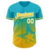 Custom Lakes Blue Yellow-White 3D Pattern Design Gradient Style Twinkle Star Authentic Baseball Jersey