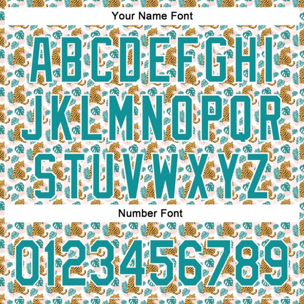 Custom White Teal 3D Pattern Design Animal Leopard Authentic Baseball Jersey