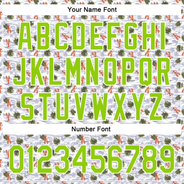Custom White Neon Green 3D Pattern Design Animal Lobster And Hawaii Palm Trees Authentic Baseball Jersey