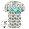 Custom White Aqua 3D Pattern Design Animal Leopard And Hawaii Palm Trees Authentic Baseball Jersey
