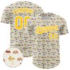 Custom White Yellow 3D Pattern Design Animal Dog And Hawaii Palm Trees Authentic Baseball Jersey
