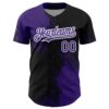 Custom Purple Black-White 3D Pattern Design Abstract Brush Stroke Authentic Baseball Jersey