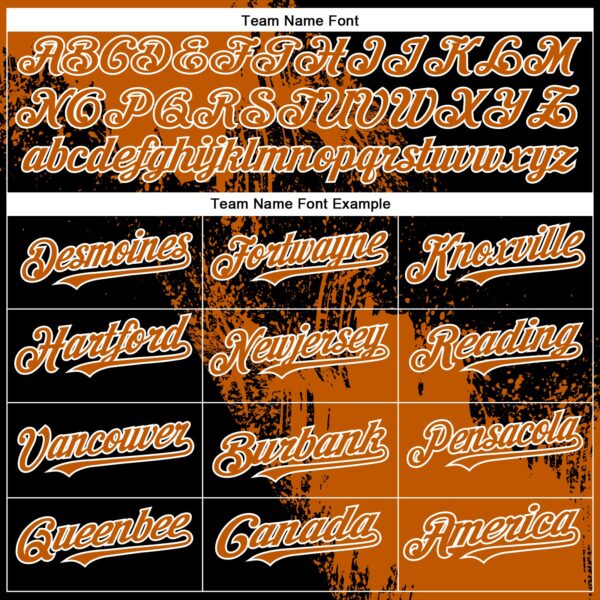 Custom Texas Orange Black-White 3D Pattern Design Abstract Brush Stroke Authentic Baseball Jersey