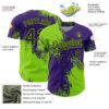 Custom Neon Green Black-Purple 3D Pattern Design Abstract Brush Stroke Authentic Baseball Jersey