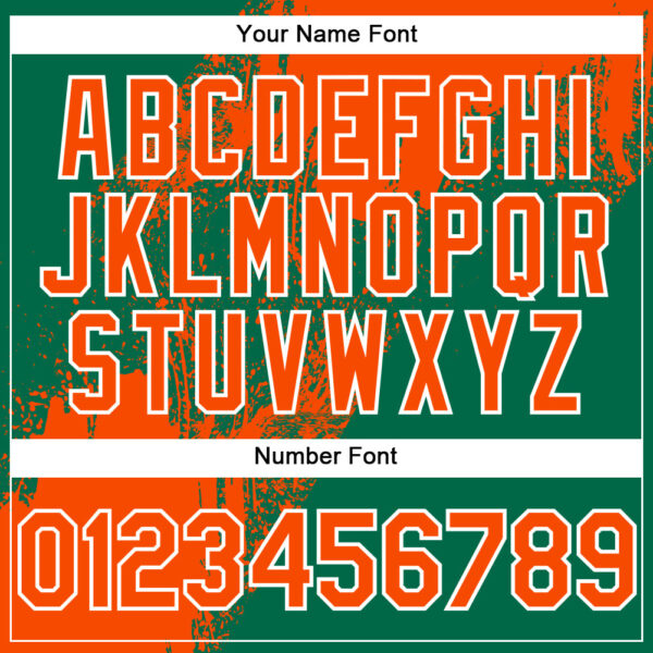 Custom Orange Kelly Green-White 3D Pattern Design Abstract Brush Stroke Authentic Baseball Jersey