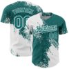 Custom White Teal 3D Pattern Design Abstract Brush Stroke Authentic Baseball Jersey