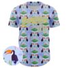 Custom Light Blue Yellow 3D Pattern Design Animal Toucan And Tropical Hawaii Palm Leaves Authentic Baseball Jersey