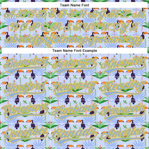 Custom Light Blue Yellow 3D Pattern Design Animal Toucan And Tropical Hawaii Palm Leaves Authentic Baseball Jersey