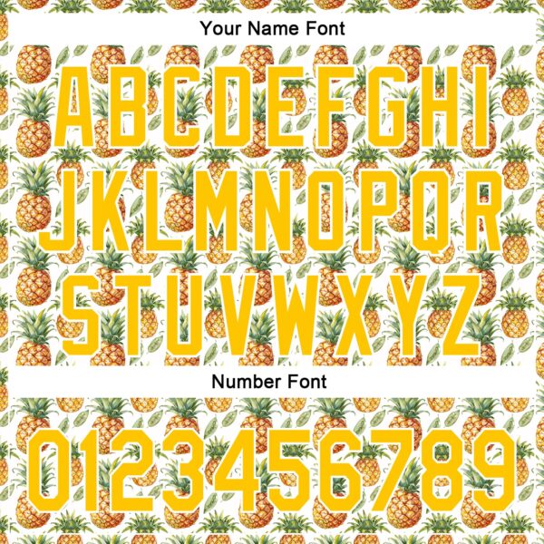 Custom White Yellow 3D Pattern Design Fruit Pineapple Authentic Baseball Jersey